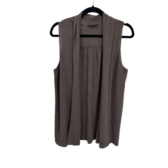 Eileen Fisher Open Front Minimalist Vest Womens Petite Medium Brown Wool - Picture 1 of 12